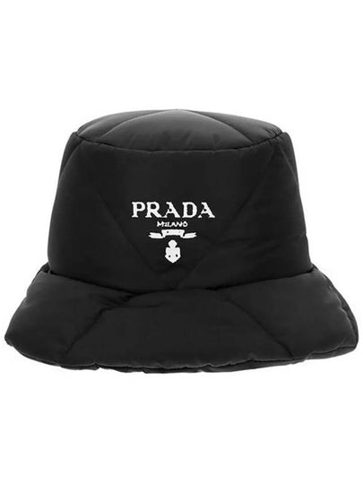 Logo Padded Bucket Hat Black - PRADA - BALAAN 2