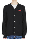 Play Double Heart Logo Wool Cardigan P1 N058 1 Black - COMME DES GARCONS - BALAAN 2