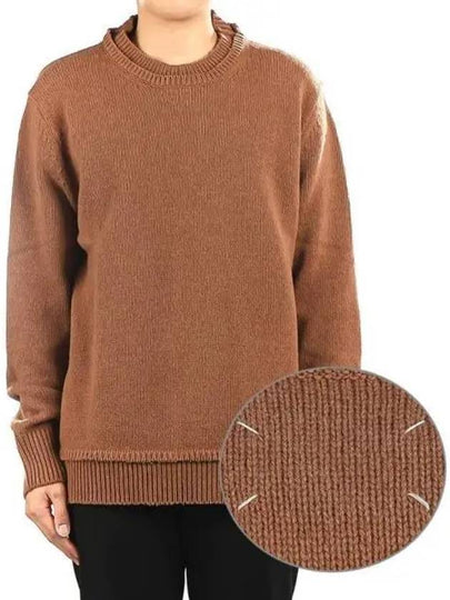 Elbow Patch Wool Knit Top Brown - MAISON MARGIELA - BALAAN 2