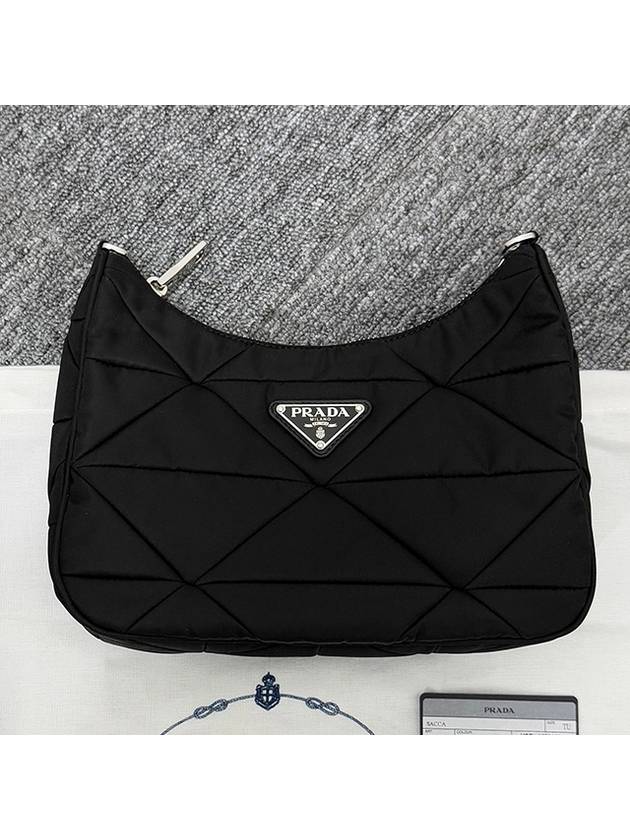 Triangle Logo Re-nylon Paddde Hobo Cross Bag Black - PRADA - BALAAN 4