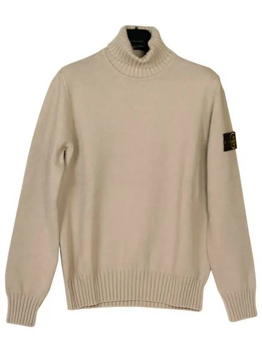 Wappen Patch Loose Fit Cotton Turtleneck Beige - STONE ISLAND - BALAAN 2