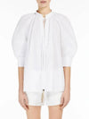 Women's Carpy Balloon Sleeve Cotton Blouse Optical White - MAX MARA - BALAAN 3