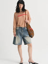 Jennie Linen Crop Raglan T Shirt Brown - SORRY TOO MUCH LOVE - BALAAN 3