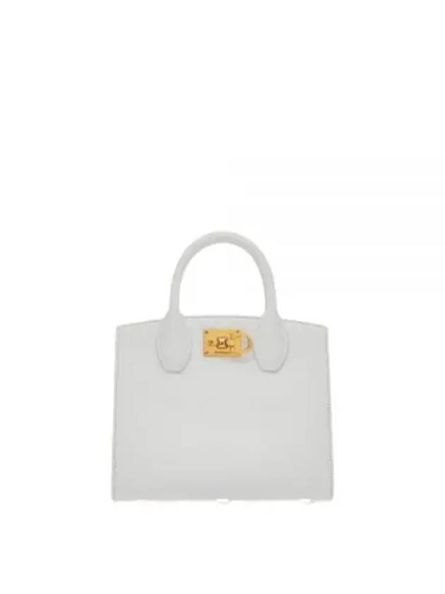 Gancini Studio Box Tote Bag White - SALVATORE FERRAGAMO - BALAAN 2