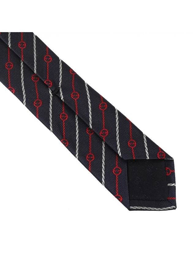 Round Interlocking G Rope Silk Tie Navy Blue - GUCCI - BALAAN 7