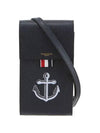 Anchor Pebble Grain Leather Phone Holder Cross Bag Navy - THOM BROWNE - BALAAN 3