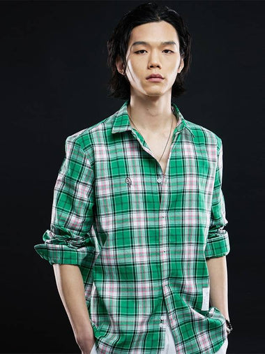 Overfit Plaid Check Shirt Green Pink - LMN3011 - BALAAN 1