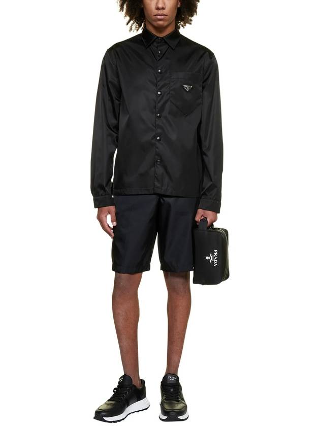 Triangle Logo Re-Nylon Long Sleeve Shirt Black - PRADA - BALAAN 5