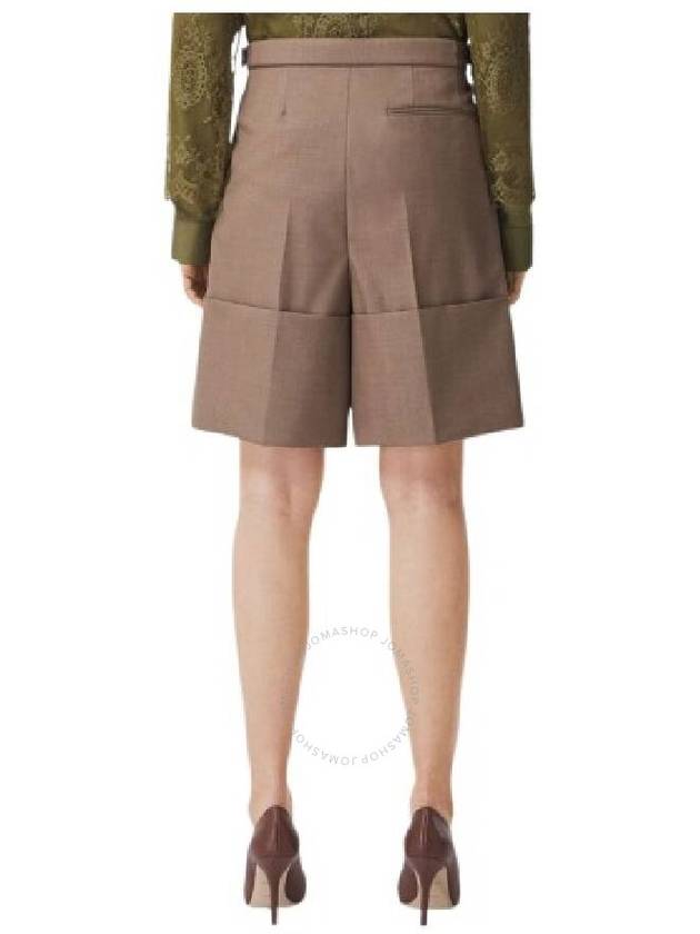 Wide Turn-Up Pintuck Wool Shorts Brown - BURBERRY - BALAAN 3