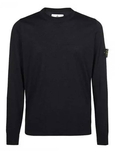 Regular Fit Crew Neck Wool Knit Top Navy - STONE ISLAND - BALAAN 2