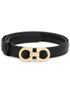 Gancini Leather Belt Black - SALVATORE FERRAGAMO - BALAAN 2