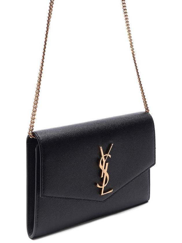 Monogram Uptown Chain Embossed Leather Long Wallet Black - SAINT LAURENT - BALAAN 4