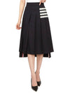 4 Bar Logo Plain Weave Wool Pleated Skirt Navy - THOM BROWNE - BALAAN 7