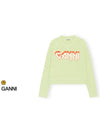 Isoli Logo Print Crew Neck Sweatshirt Green - GANNI - BALAAN 3