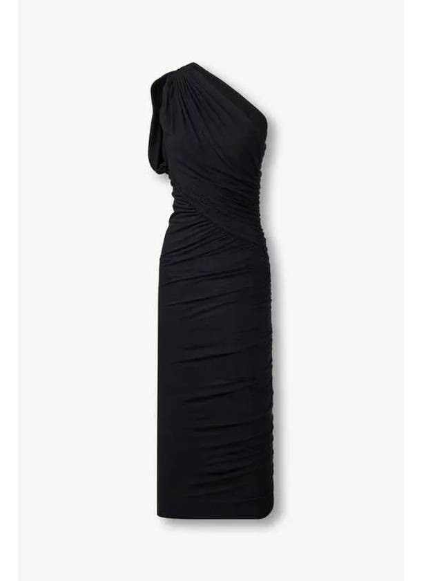 WOMEN One Off Shoulder Drape Dress Black - RICK OWENS - BALAAN 1