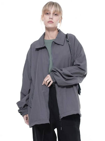 Searsucker Collar Windbreaker Jumper Charcoal - CHANCE'S NOI - BALAAN 1