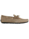 Men's City Gommino Suede Driving Shoes Beige - TOD'S - BALAAN 1