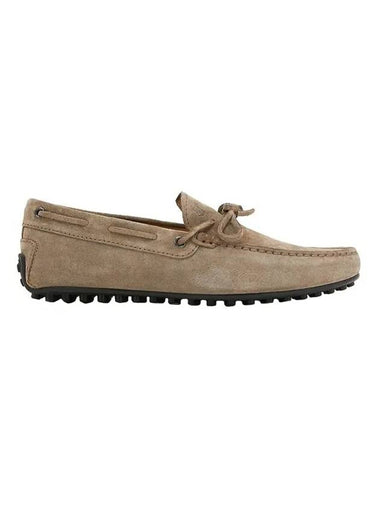 Men's City Gommino Suede Driving Shoes Beige - TOD'S - BALAAN 1