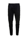 Garment Dyed Cotton Wool Satin Cargo Track Pants Black - STONE ISLAND - BALAAN 2