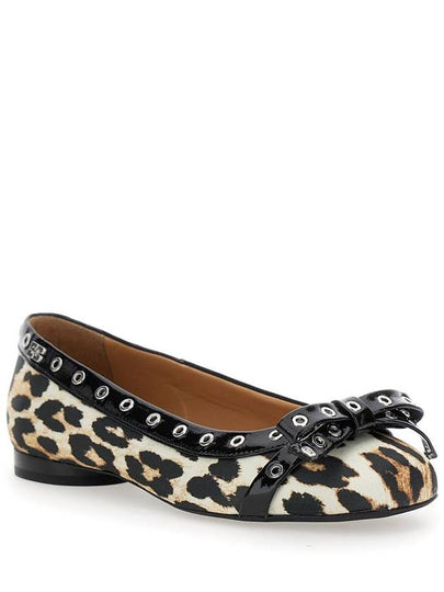 Multicolor Ballet Flats With Eyelets And All-Over Leopard Print In Satin Woman - GANNI - BALAAN 2