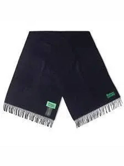 Ganni Logo Patch Fringe Lambswool Muffler Navy - BARBOUR - BALAAN 2