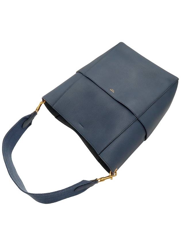 Deep blue calfskin single medium bucket shoulder bag 189593AH4 - CELINE - BALAAN 6