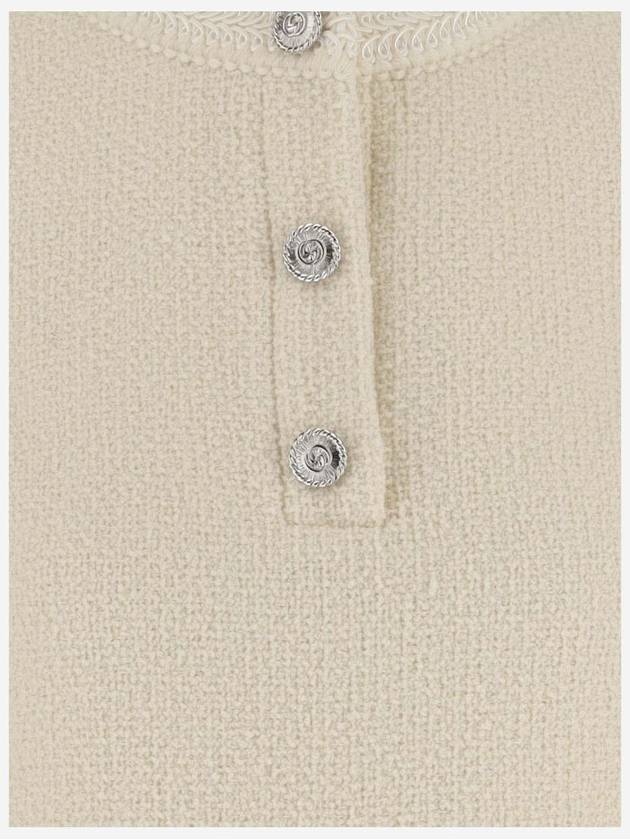 Wool Tweed Short Dress Ivory - GUCCI - BALAAN 4