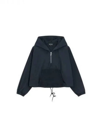 Women s Back Logo Hooded Anorak Dark Navy 270325 - EMPORIO ARMANI - BALAAN 1