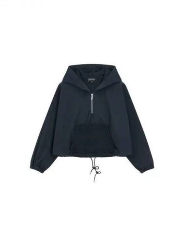 Women s Back Logo Hooded Anorak Dark Navy 270325 - EMPORIO ARMANI - BALAAN 1