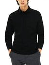 Stretch Cotton Long Sleeve Polo Shirt Black - LACOSTE - BALAAN 3