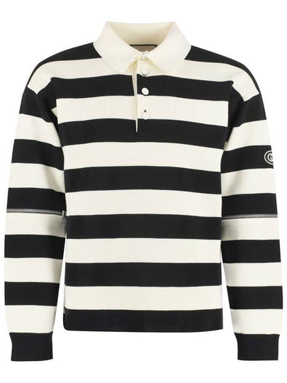 Men's Striped Cotton Polo Shirt Ivory Black - GUCCI - BALAAN 2