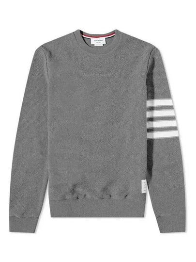 4 Bar Stripe Open Raschel Stitch Sweatshirt Grey - THOM BROWNE - BALAAN 2