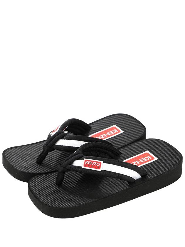 Logo Patch Striped Flip Flops Black - KENZO - BALAAN 2