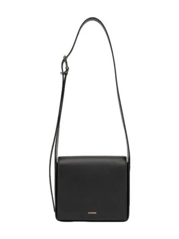 Logo Stamped Leather Shoulder Bag Black - JIL SANDER - BALAAN 1