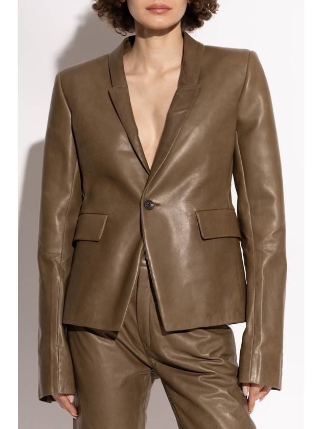 Rick Owens Leather Blazer, Women's, Brown - RICK OWENS - BALAAN 3