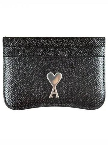 Paris heart logo card wallet black silver USL104AL 0036 0014 1059470 - AMI - BALAAN 1