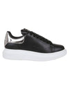 Women's Oversized Leather Low Top Sneakers Black Silver - ALEXANDER MCQUEEN - BALAAN 1