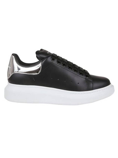 WoMen's Oversized Leather Low Top Sneakers Black Silver - ALEXANDER MCQUEEN - BALAAN 1