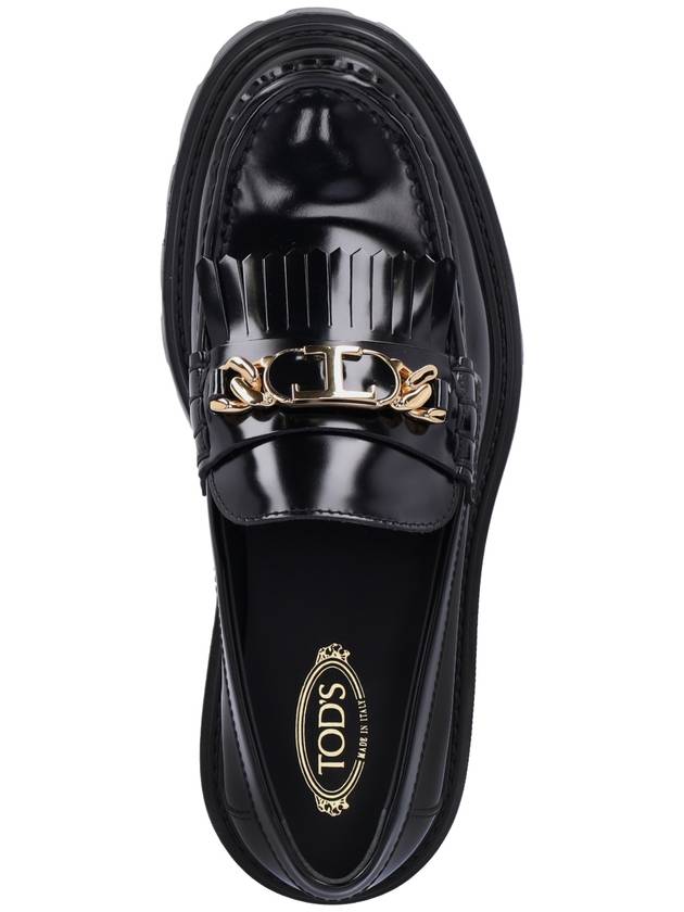 Leather Fringe Loafers Black - TOD'S - BALAAN 6