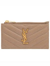 Monogram Logo Plaque Zip-Up Card Wallet Dusty Grey - SAINT LAURENT - BALAAN 2