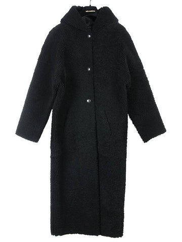 Ines Marechal long hooded shearling coat DISCIPLE BLACK INC004bk - INES & MARECHAL - BALAAN 1