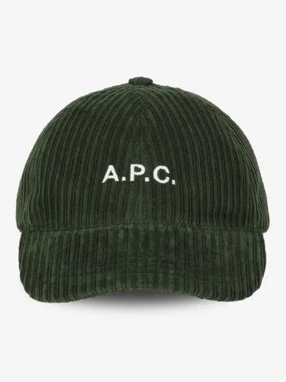 Charlie Embroidered Logo Corduroy Ball Cap Forest Green - A.P.C. - BALAAN 2