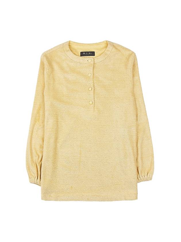 Panarea Henley Jumper Cotton Linen Knit Top Pineapple Sorbet - LORO PIANA - BALAAN 9