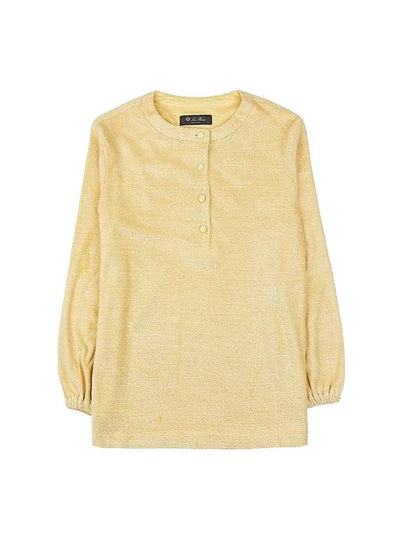 Panarea Henley Jumper Cotton Linen Knit Top Pineapple Sorbet - LORO PIANA - BALAAN 2