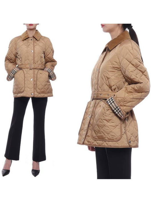 Diamond Quilted Nylon Jacket Beige - BURBERRY - BALAAN 2