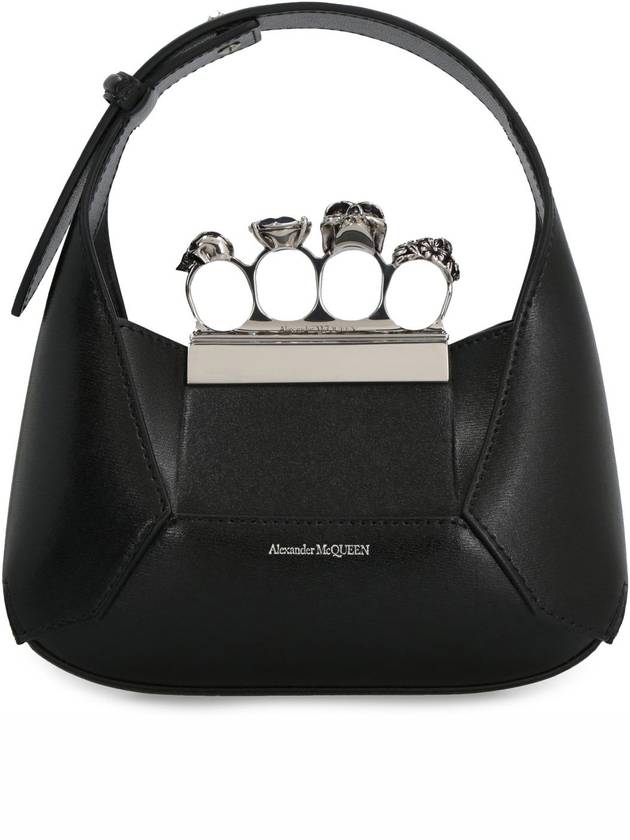 Jewel 4 Ring Mini Hobo Shoulder Bag Black - ALEXANDER MCQUEEN - BALAAN 3