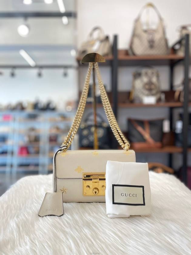 Daol Sangin Store Padlock Chain Cross Bag White 432182 Condition A - GUCCI - BALAAN 1