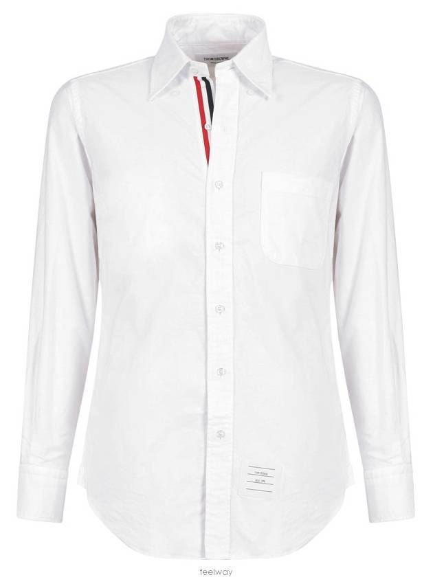 Men's Logo Patch Classic Cotton Long-Sleeve Shirt White - THOM BROWNE - BALAAN 3