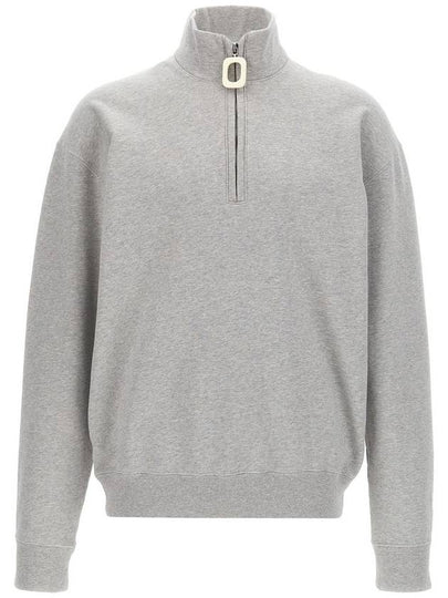 Half Zip Cotton Long Sleeve T-Shirt Grey - JW ANDERSON - BALAAN 2