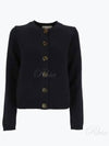 Logo Button Wool Cardigan Navy - TORY BURCH - BALAAN 2